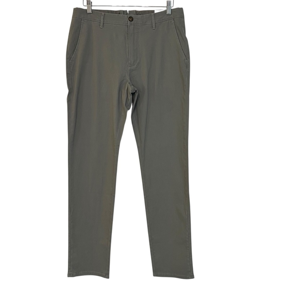 Mott & Bow Cotton Chino Pants Medium Stone Grey 32 Classic Business Casual